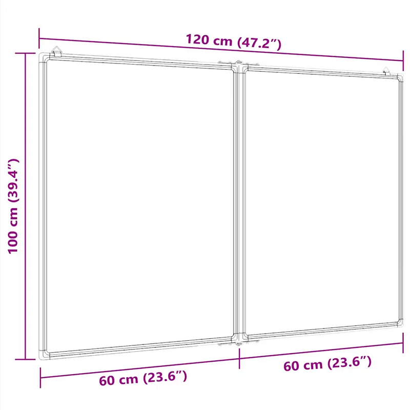 Magnetic Whiteboard Foldable 120x100x1.7 cm Aluminium