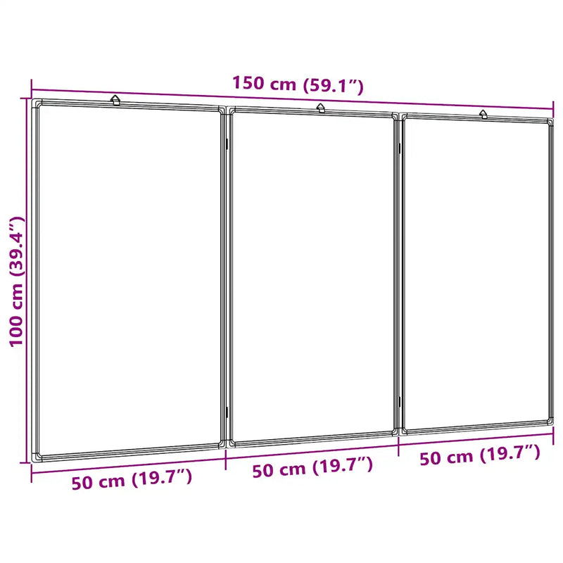 Magnetic Whiteboard Foldable 150x100x1.7 cm Aluminium