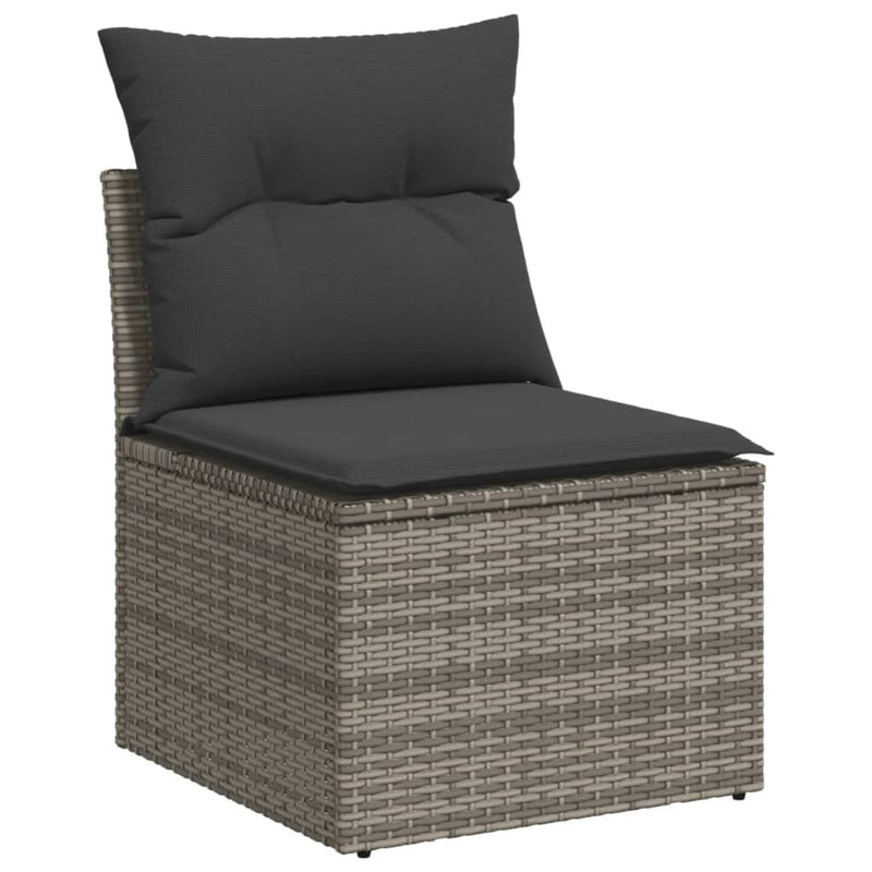 vidaXL 4 Piece Garden Sofa Set with Cushions Grey Poly Rattan