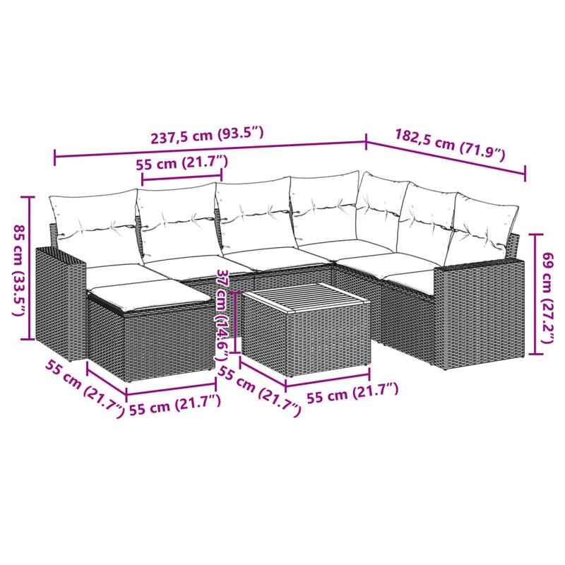 vidaXL 5 Piece Garden Sofa Set with Cushions Black Poly Rattan