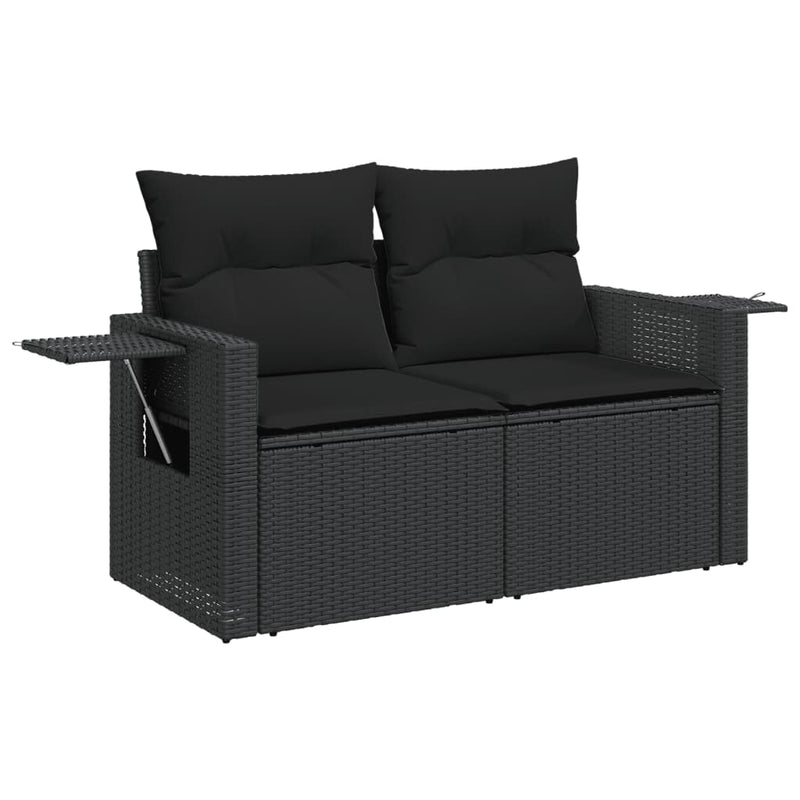 vidaXL 12 Piece Garden Sofa Set with Cushions Black Poly Rattan