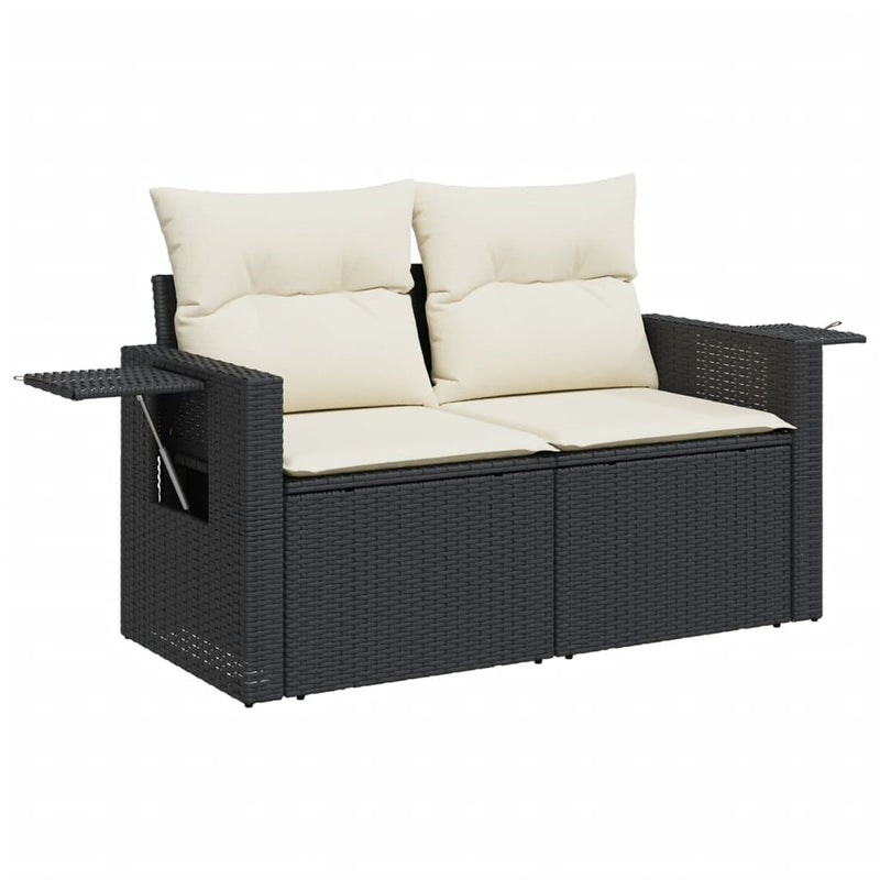 vidaXL 10 Piece Garden Sofa Set with Cushions Black Poly Rattan
