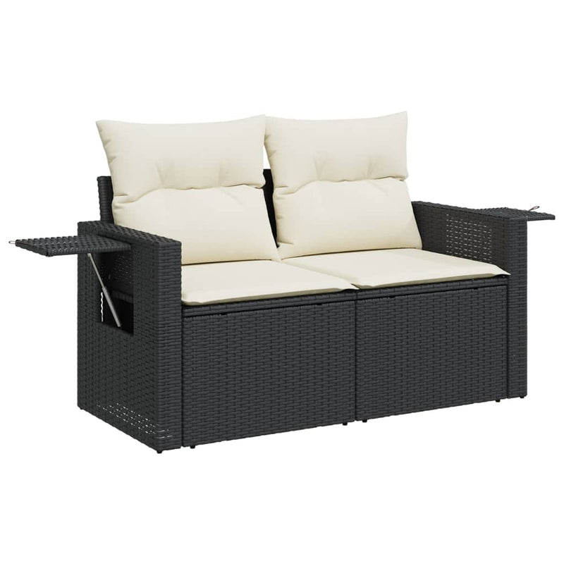 vidaXL 10 Piece Garden Sofa Set with Cushions Black Poly Rattan