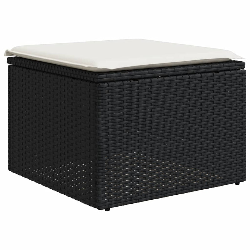 vidaXL 10 Piece Garden Sofa Set with Cushions Black Poly Rattan