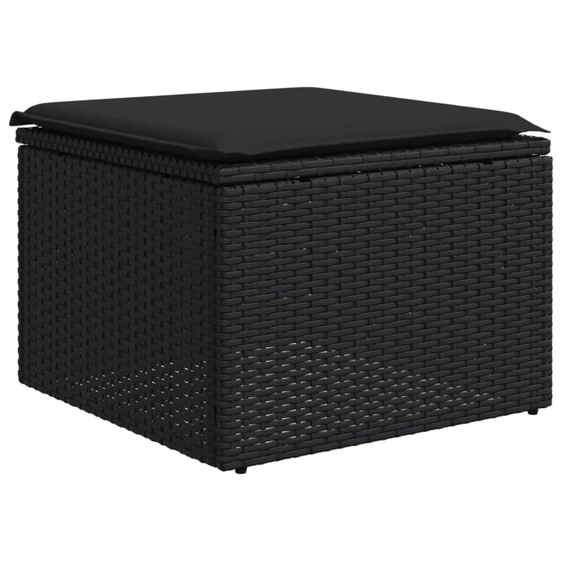 vidaXL 11 Piece Garden Sofa Set with Cushions Black Poly Rattan