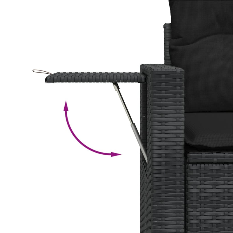 vidaXL 14 Piece Garden Sofa Set with Cushions Black Poly Rattan