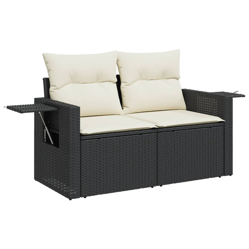 vidaXL 13 Piece Garden Sofa Set with Cushions Black Poly Rattan