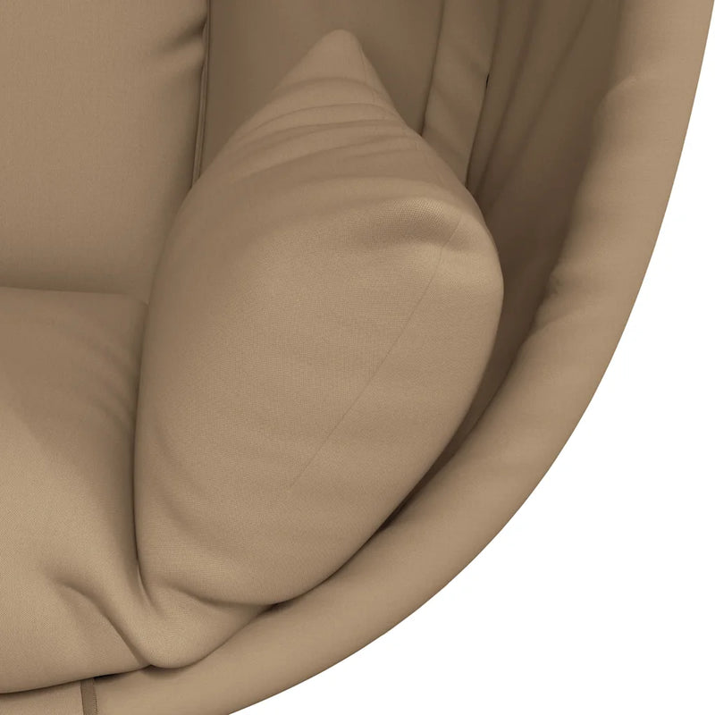 Hanging Egg Chair with Stand Taupe Fabric and Steel