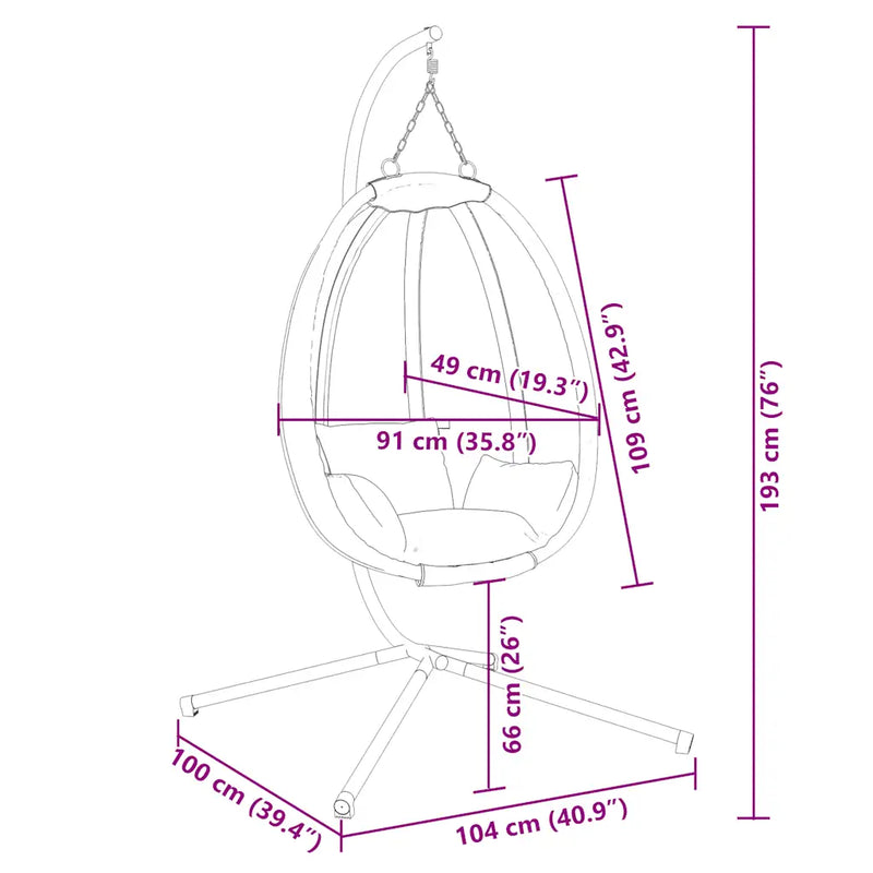 Hanging Egg Chair with Stand Taupe Fabric and Steel
