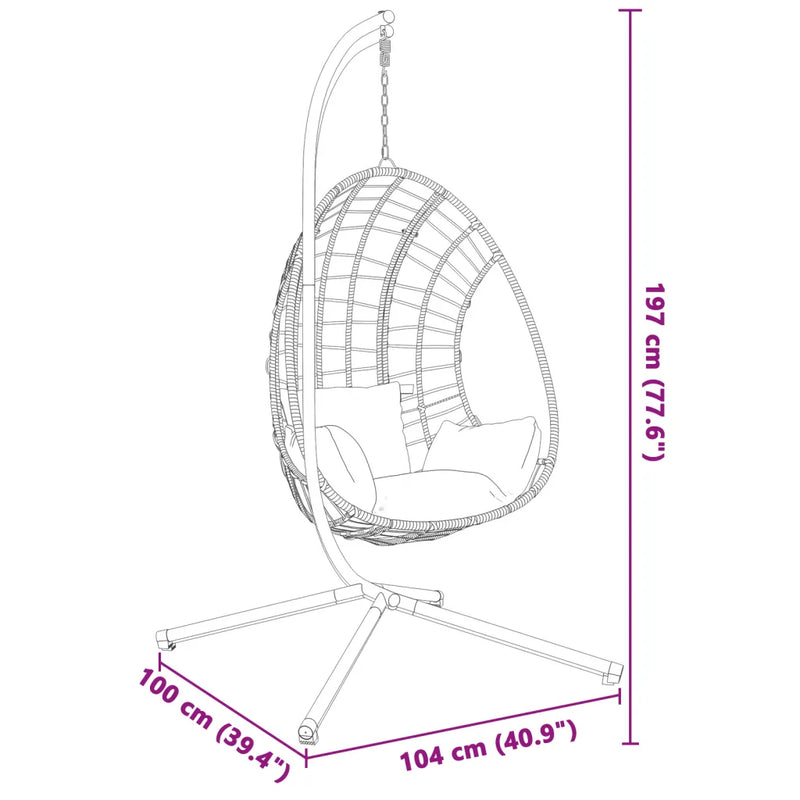 Hanging Egg Chair Stand without Basket Black Steel