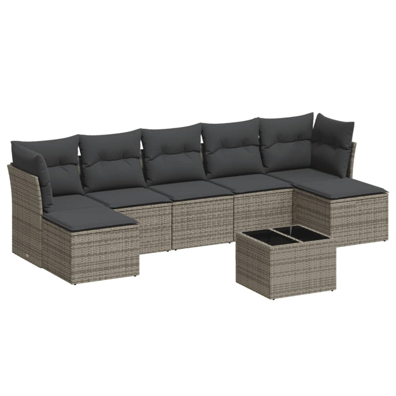 vidaXL 8 Piece Garden Sofa Set with Cushions Grey Poly Rattan