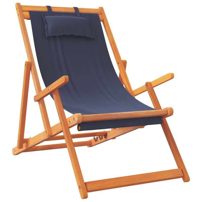 vidaXL Folding Beach Chairs 2 pcs Blue Fabric