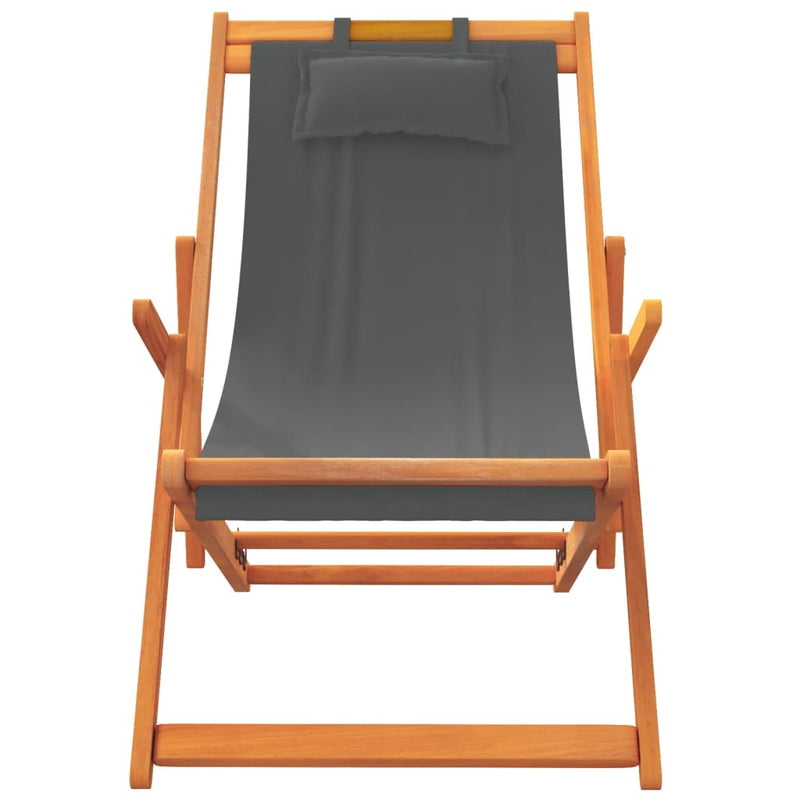 vidaXL Folding Beach Chairs 2 pcs Grey Fabric