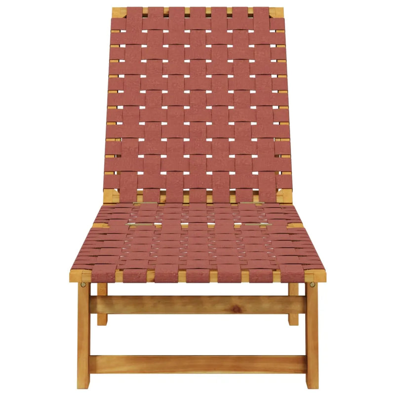 Sun Loungers 2 pcs Red Solid Wood Acacia and Fabric