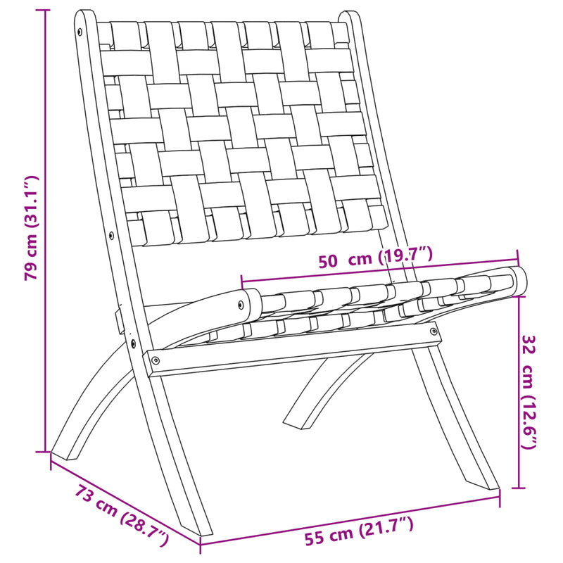 Folding Chairs 2 pcs with Table Black Solid Wood