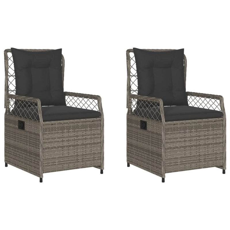 vidaXL Reclining Garden Chairs 2 pcs Grey Poly Rattan
