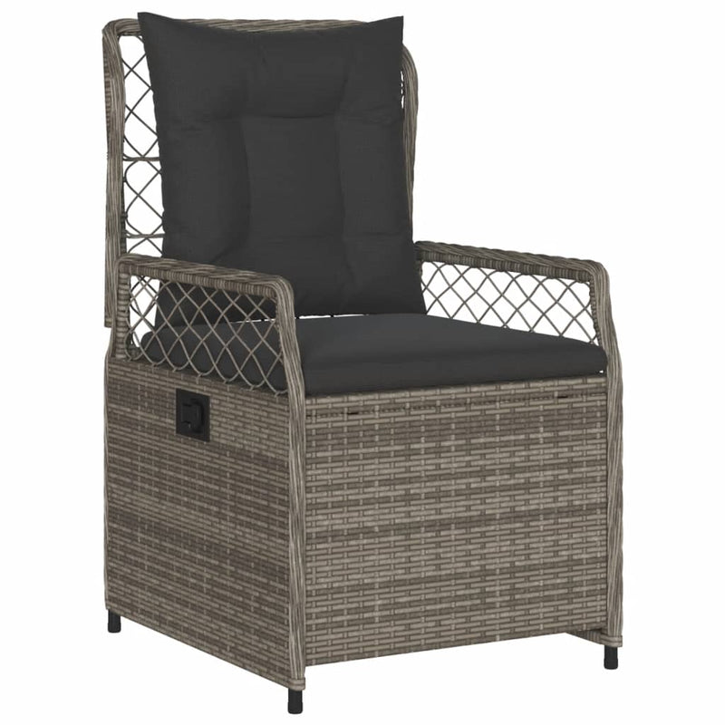 vidaXL Reclining Garden Chairs 2 pcs Grey Poly Rattan
