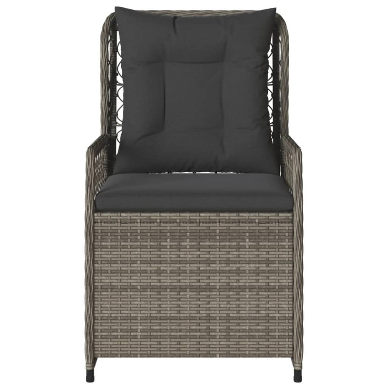 vidaXL Reclining Garden Chairs 2 pcs Grey Poly Rattan