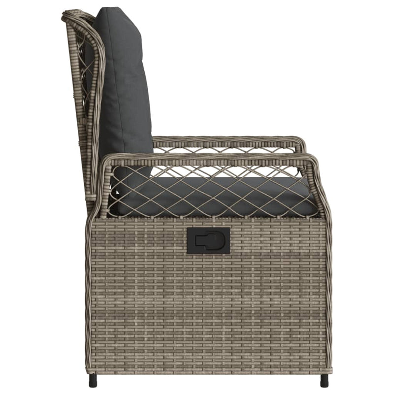vidaXL Reclining Garden Chairs 2 pcs Grey Poly Rattan