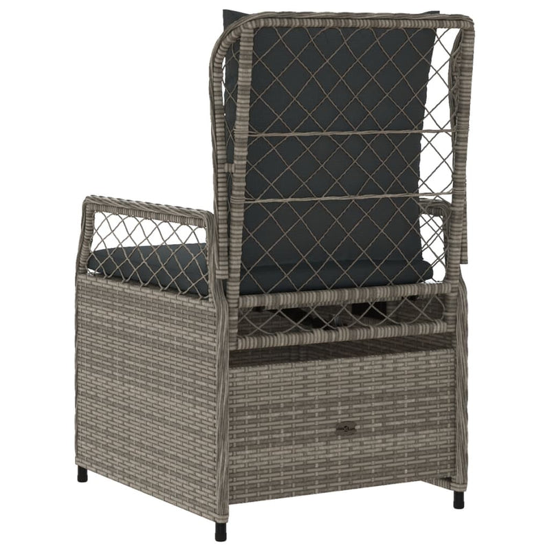 vidaXL Reclining Garden Chairs 2 pcs Grey Poly Rattan