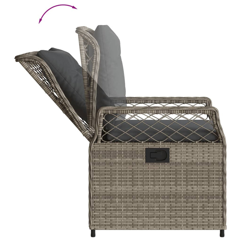 vidaXL Reclining Garden Chairs 2 pcs Grey Poly Rattan