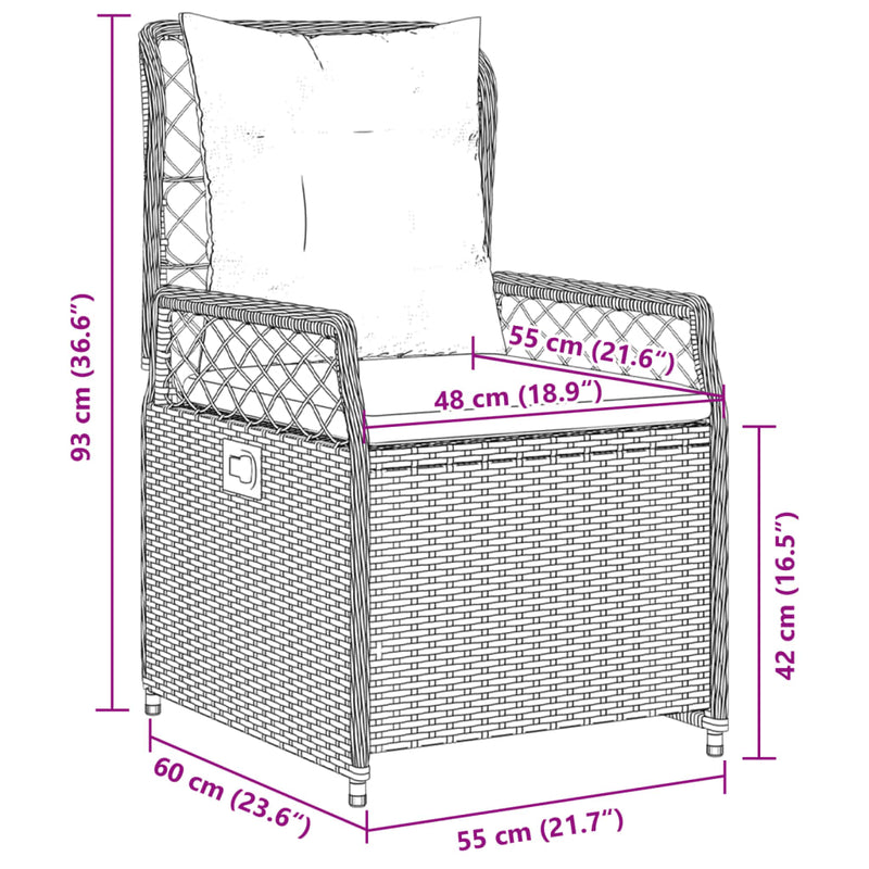 vidaXL Reclining Garden Chairs 2 pcs Grey Poly Rattan