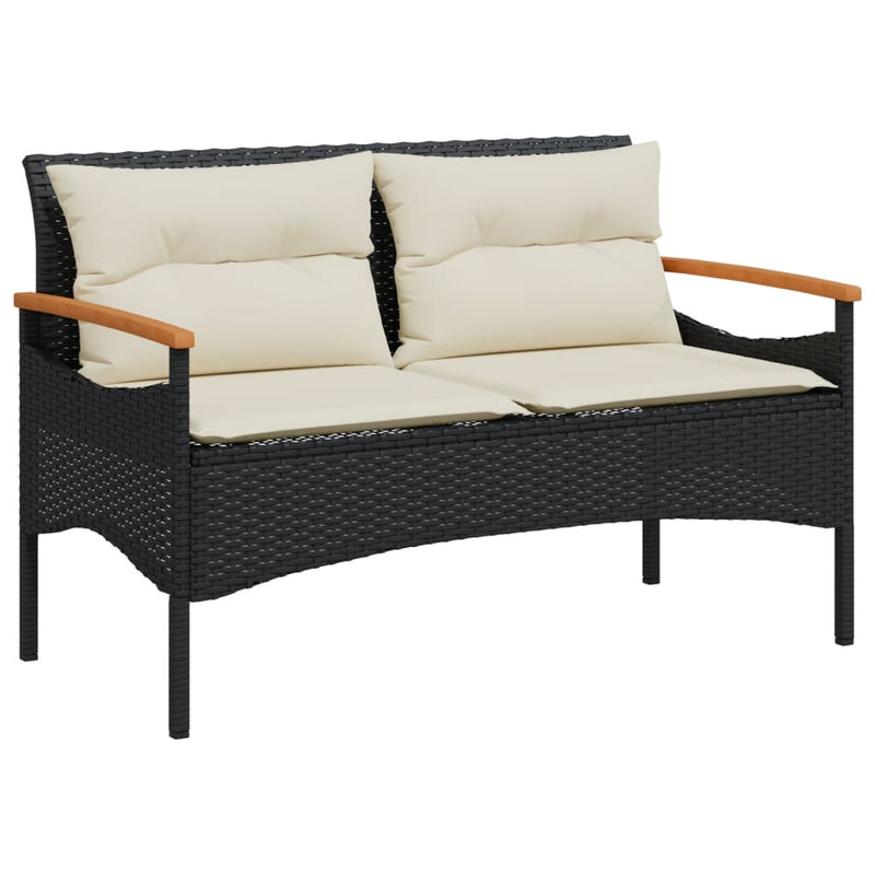 vidaXL 4 Piece Garden Sofa Set with Cushions Black Poly Rattan