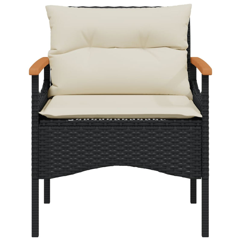 vidaXL 4 Piece Garden Sofa Set with Cushions Black Poly Rattan