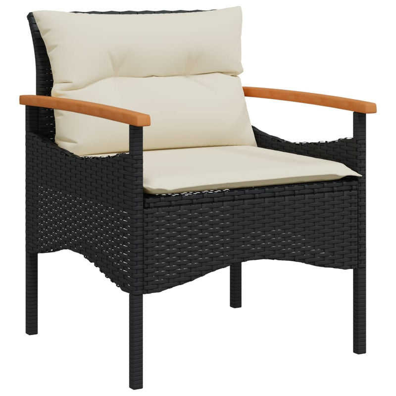 vidaXL 4 Piece Garden Sofa Set with Cushions Black Poly Rattan