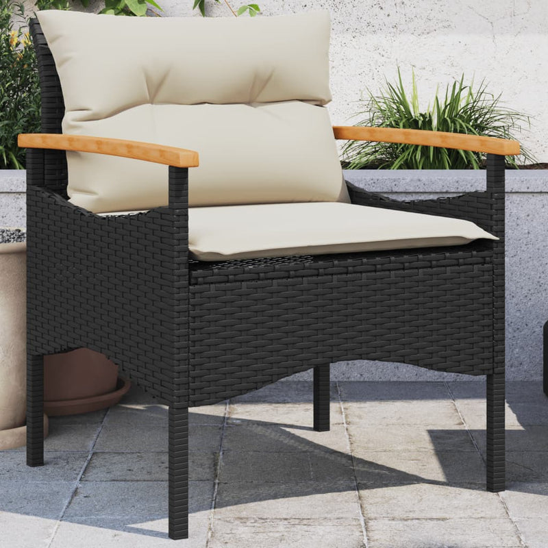 3 Piece Garden Sofa Set with Cushions Black Poly Rattan