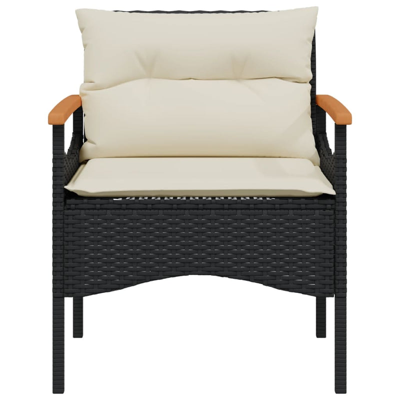 vidaXL 3 Piece Garden Sofa Set with Cushions Black Poly Rattan