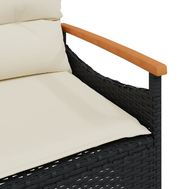 vidaXL 3 Piece Garden Sofa Set with Cushions Black Poly Rattan
