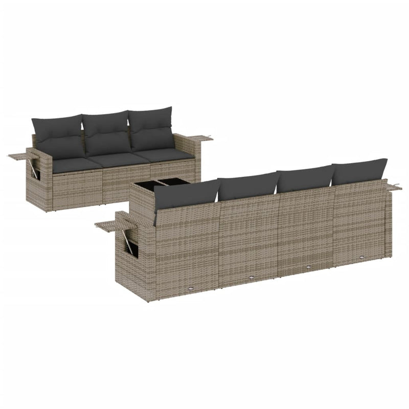 vidaXL 8 Piece Garden Sofa Set with Cushions Grey Poly Rattan