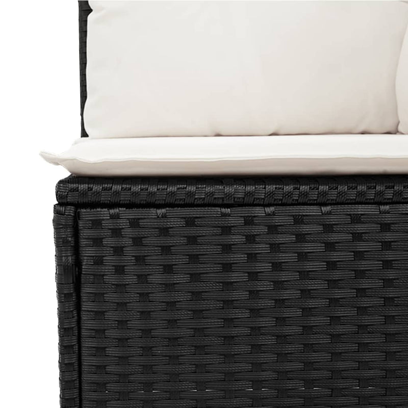 vidaXL 7 Piece Garden Sofa Set with Cushions Black Poly Rattan