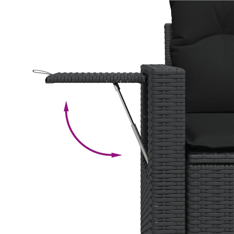 vidaXL 9 Piece Garden Sofa Set with Cushions Black Poly Rattan