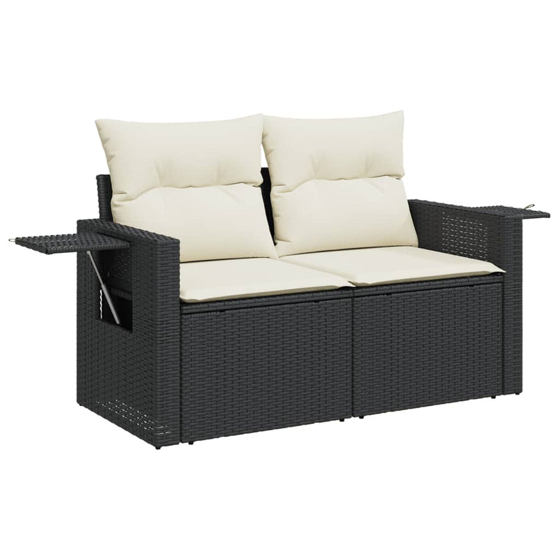 vidaXL 10 Piece Garden Sofa Set with Cushions Black Poly Rattan