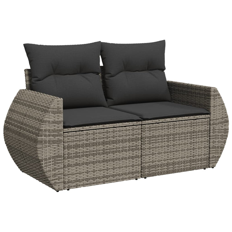 9 Piece Garden Sofa Set with Cushions Grey Poly Rattan