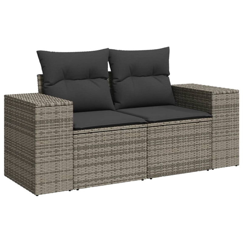 3 Piece Garden Sofa Set with Cushions Grey Poly Rattan