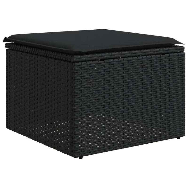 vidaXL 7 Piece Garden Sofa Set with Cushions Black Poly Rattan
