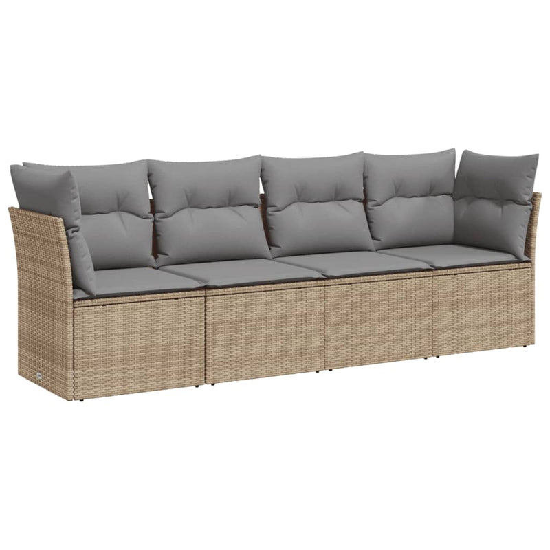 vidaXL 4 Piece Garden Sofa Set with Cushions Beige Poly Rattan