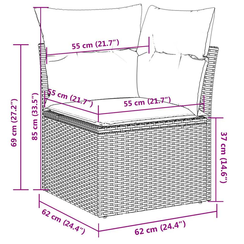 vidaXL 3 Piece Garden Sofa Set with Cushions Black Poly Rattan