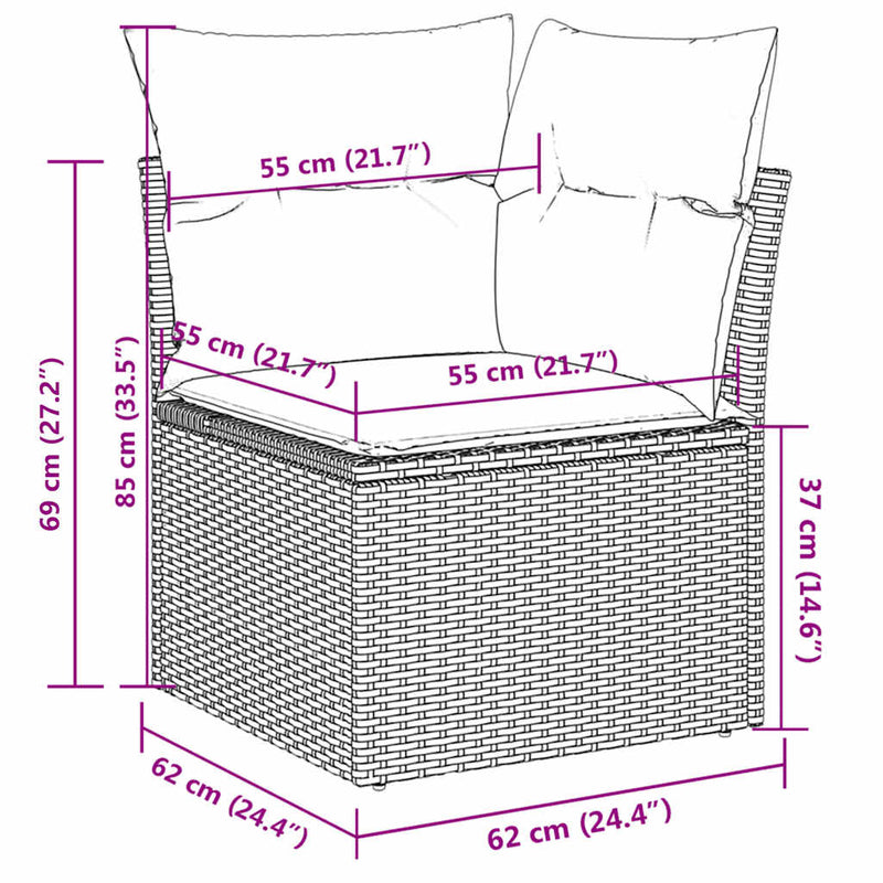 vidaXL 6 Piece Garden Sofa Set with Cushions Black Poly Rattan