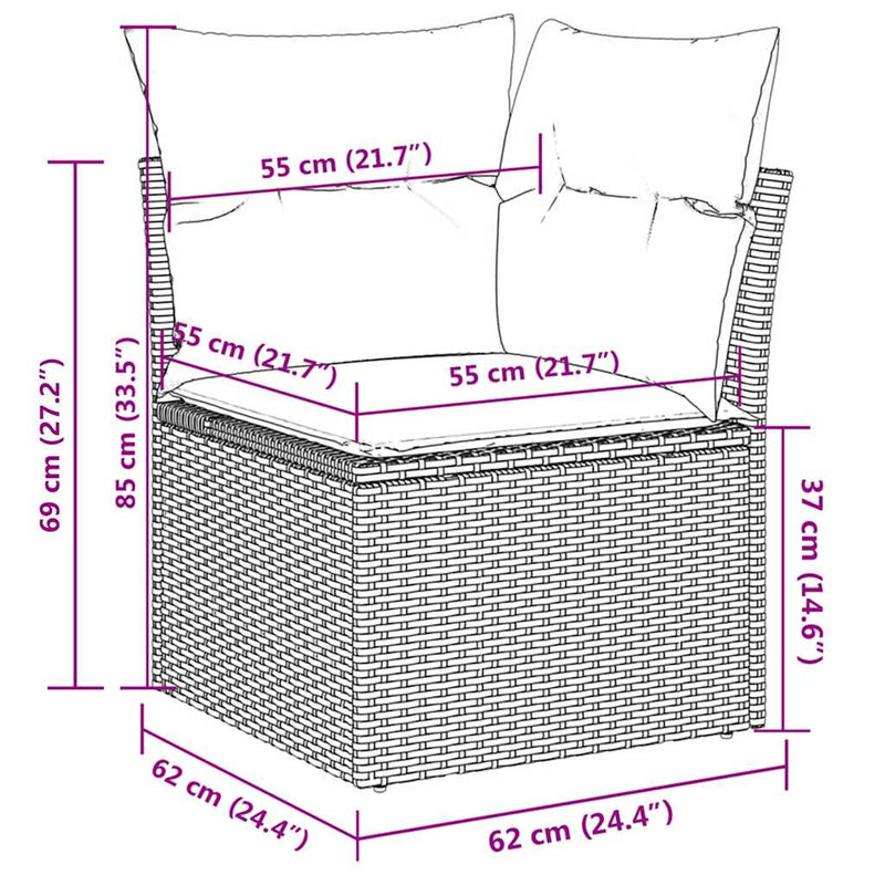 vidaXL 5 Piece Garden Sofa Set with Cushions Grey Poly Rattan