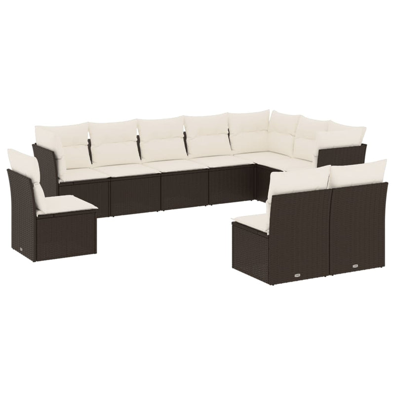 vidaXL 10 Piece Garden Sofa Set with Cushions Black Poly Rattan