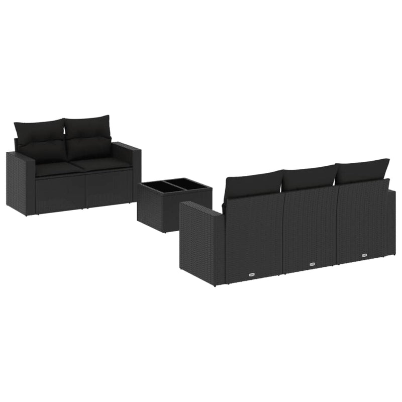 vidaXL 6 Piece Garden Sofa Set with Cushions Black Poly Rattan