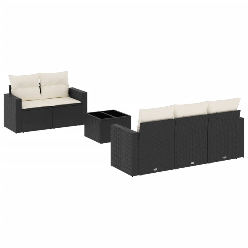 vidaXL 6 Piece Garden Sofa Set with Cushions Black Poly Rattan