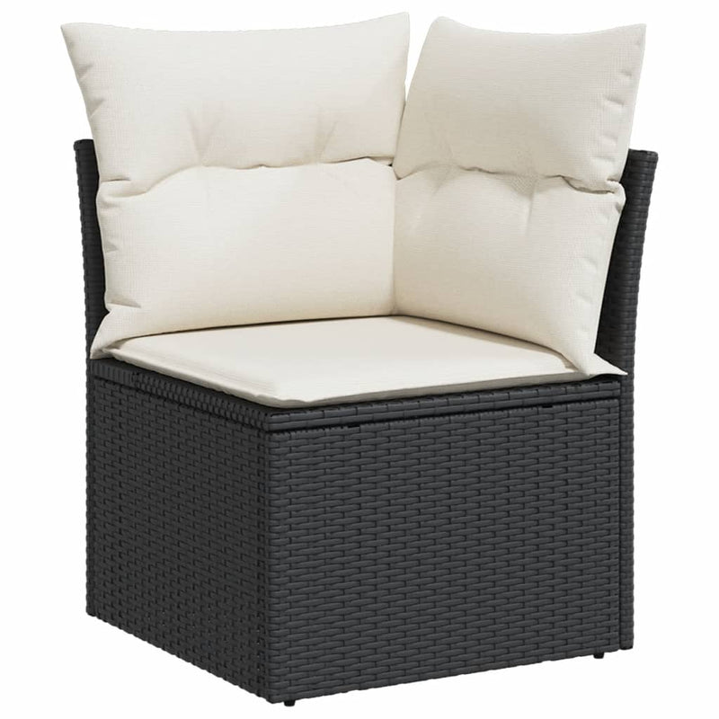 vidaXL 7 Piece Garden Sofa Set with Cushions Black Poly Rattan