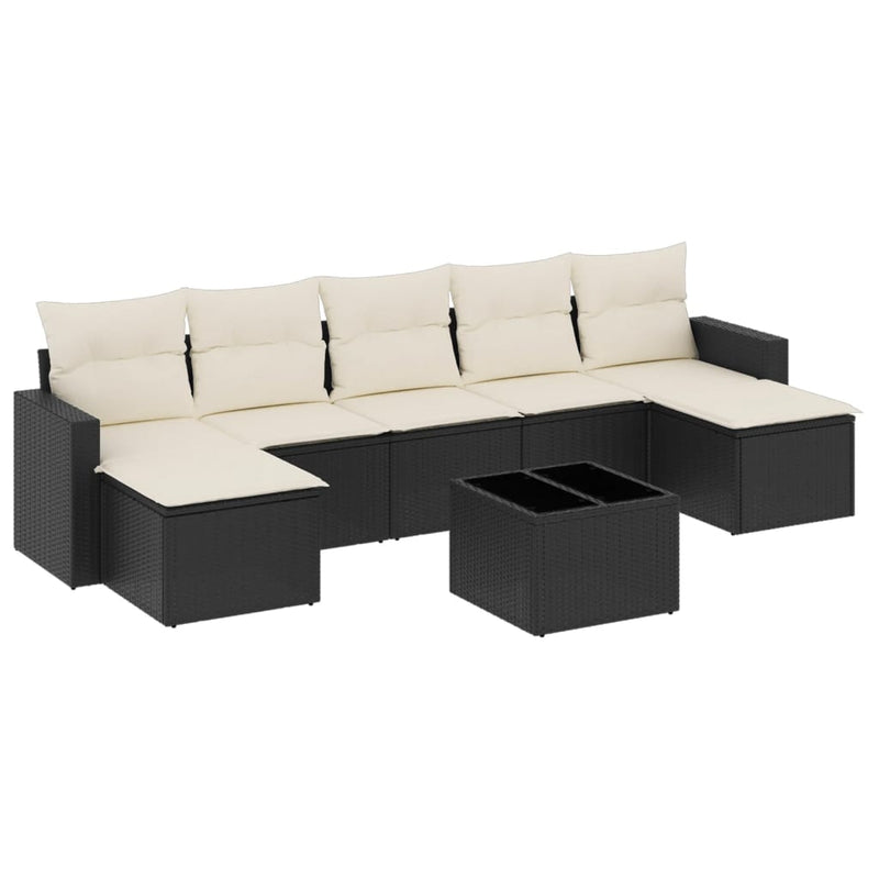 vidaXL 8 Piece Garden Sofa Set with Cushions Black Poly Rattan
