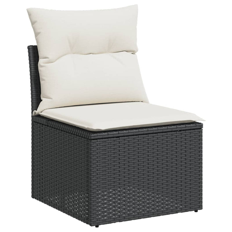 vidaXL 9 Piece Garden Sofa Set with Cushions Black Poly Rattan