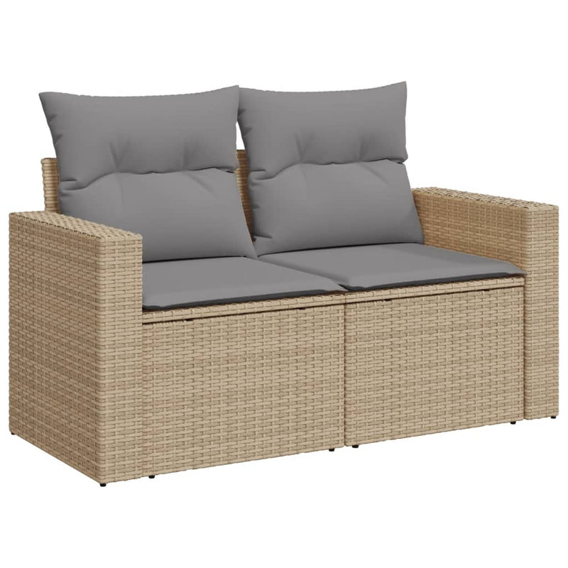 vidaXL 9 Piece Garden Sofa Set with Cushions Beige Poly Rattan
